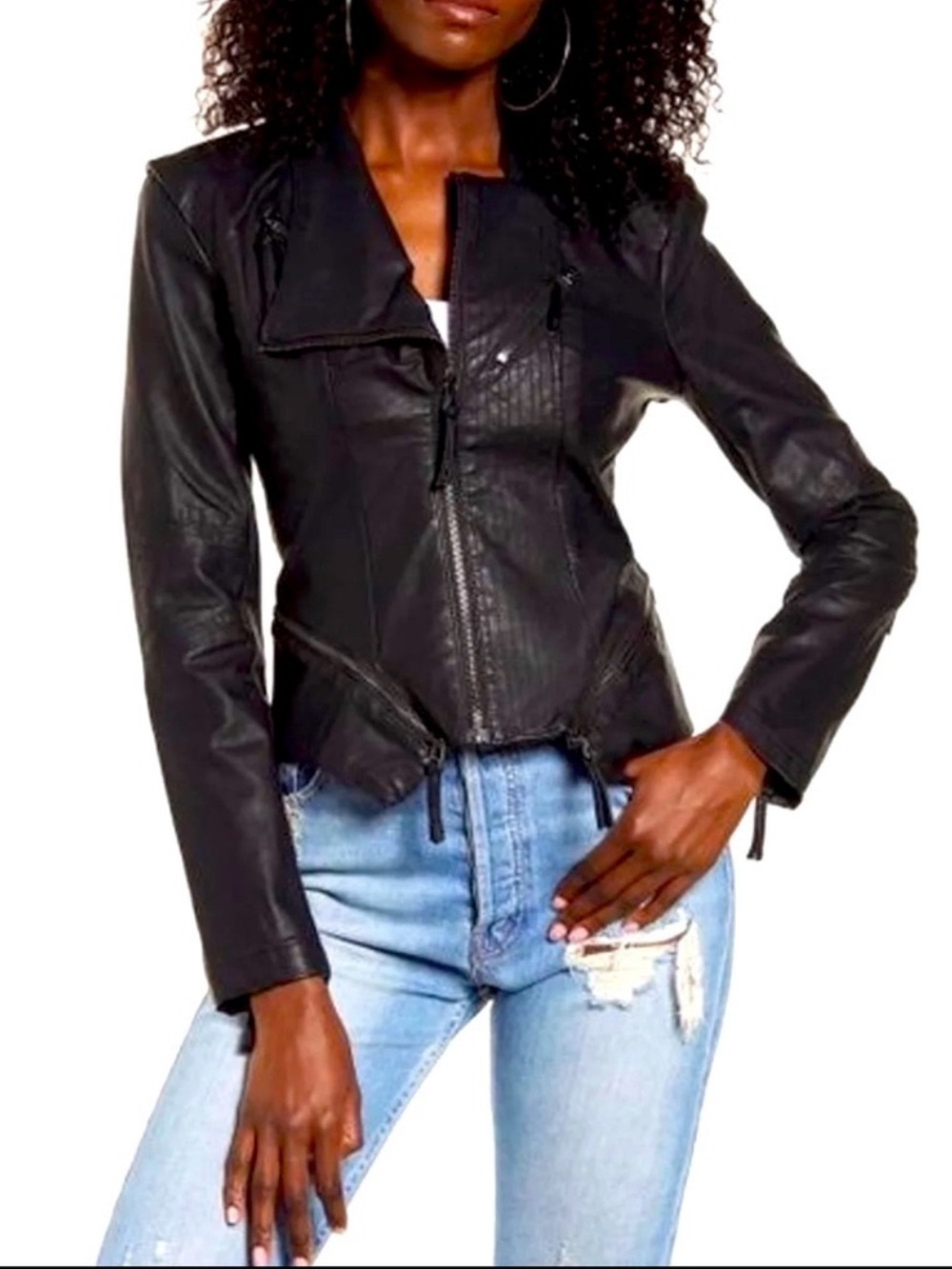 Blank NYC Vegan Leather Moto Jacket Size Small Black NWT